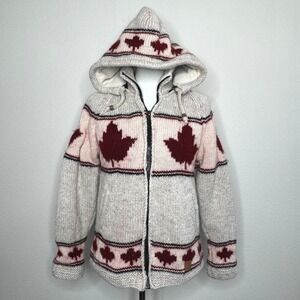 NORTHERN LIFESTYLES Canada Cowichan Style Full Zip Wool Sweater SM‎ Fleece Lined